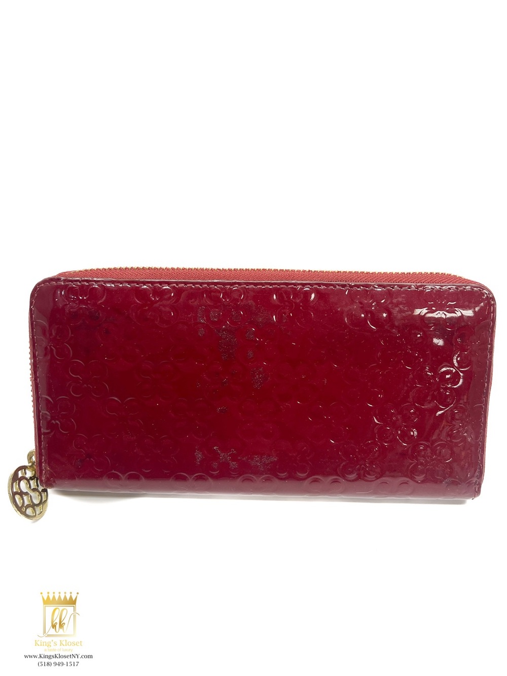 Coach patent zip around wallet